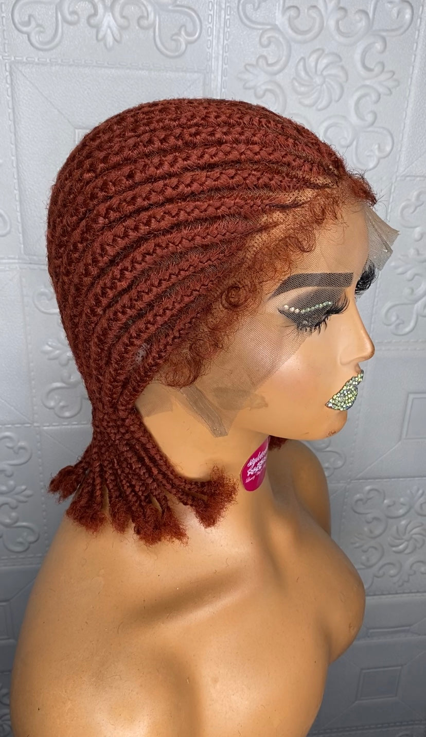 Full lace cornrow hybrid unit(Auburn)