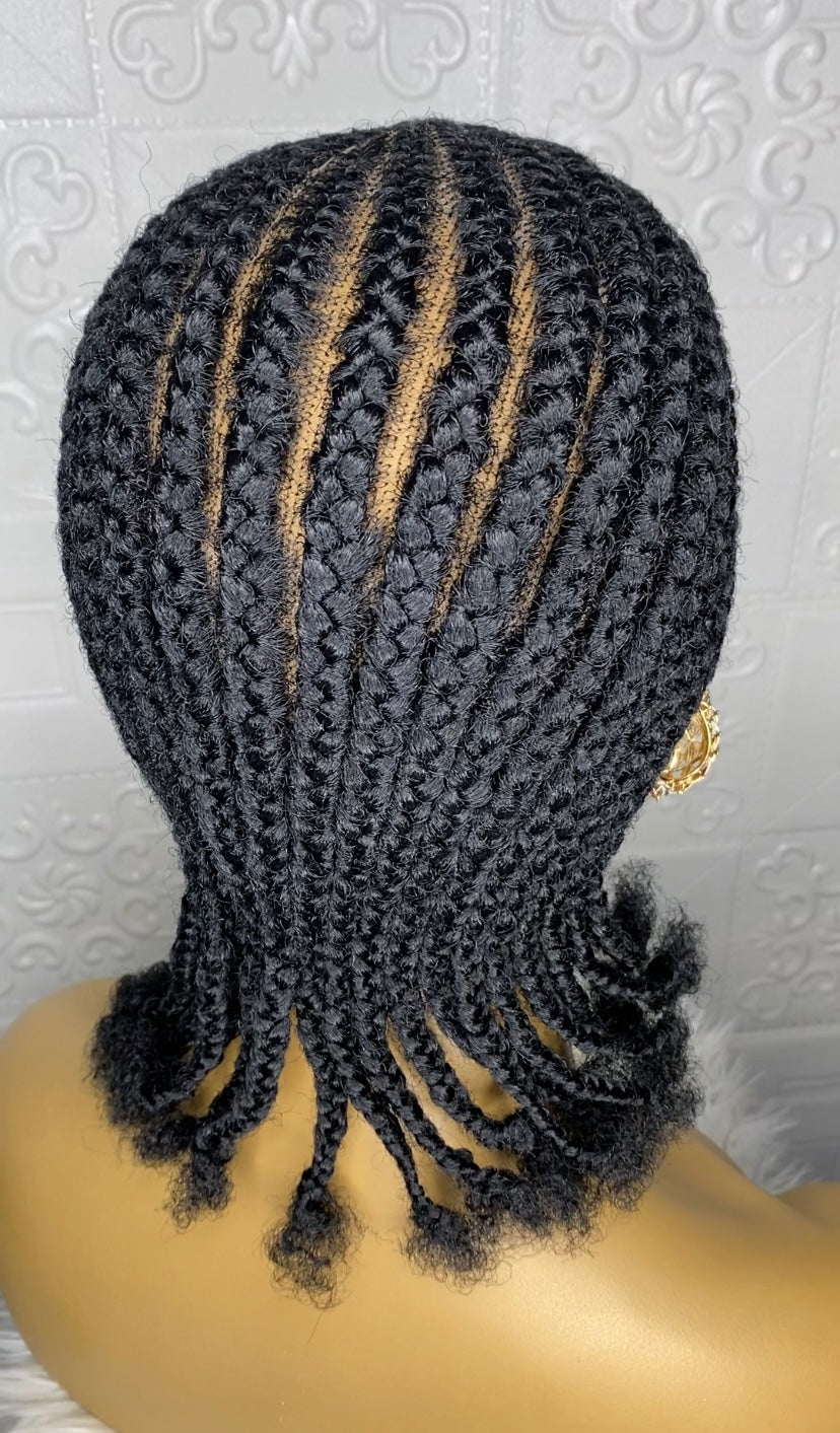 Full lace cornrow hybrid unit(Black)