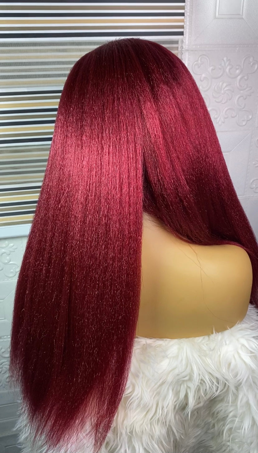Havanah kinky straight wig(burgundy)