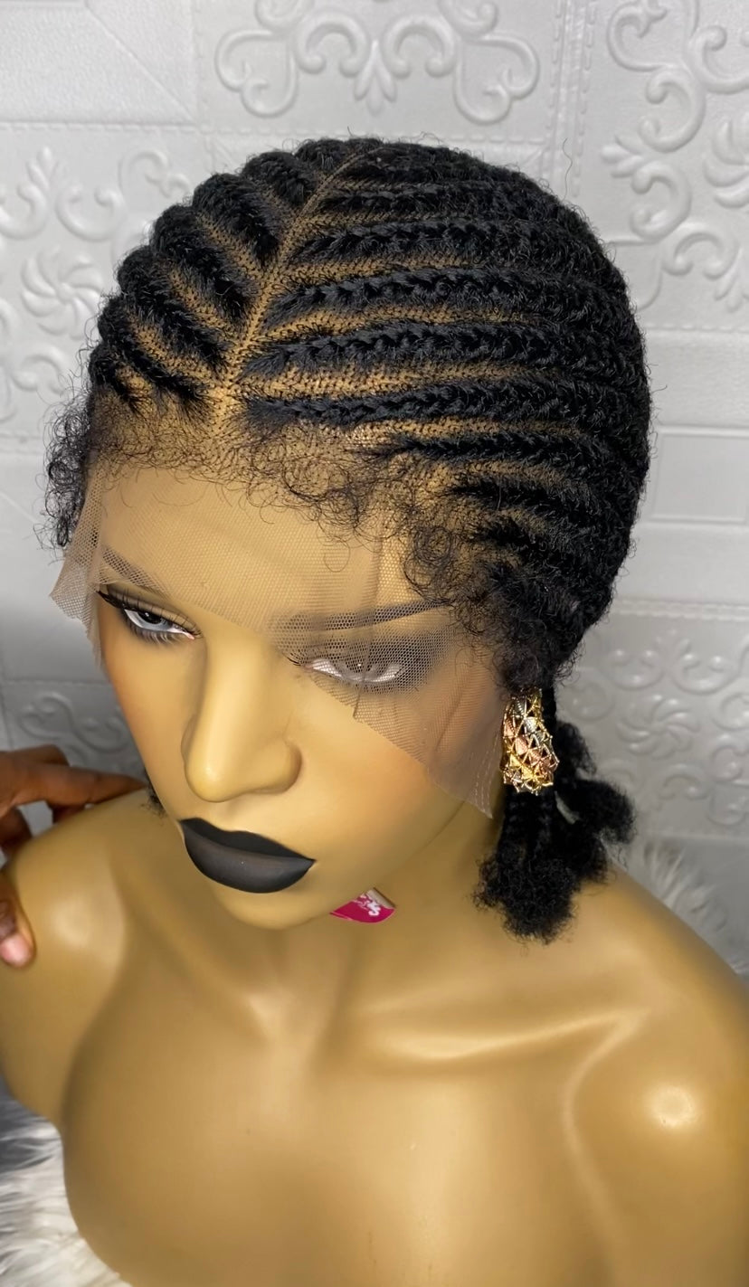Full lace cornrow hybrid unit(Black)