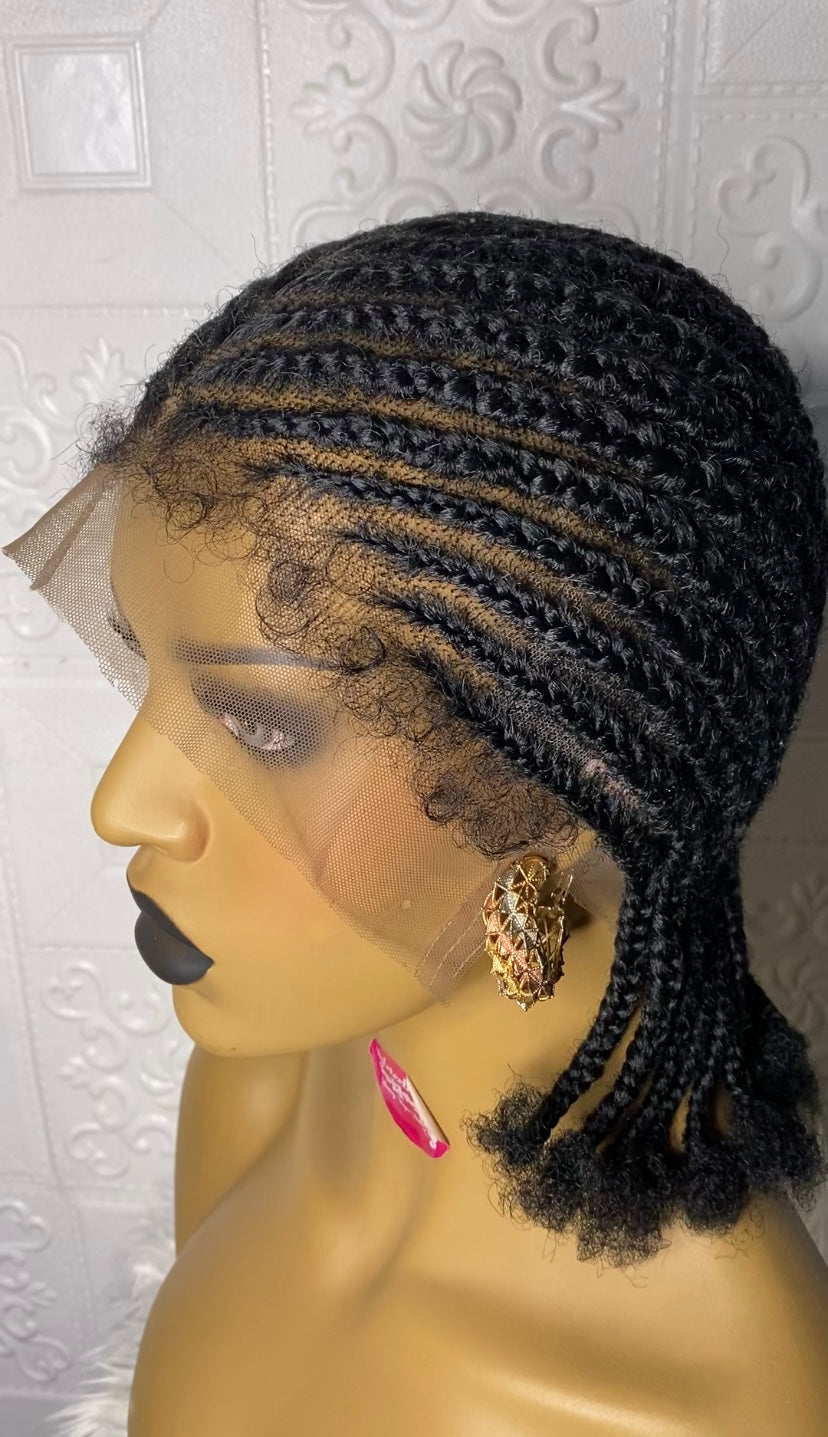 Full lace cornrow hybrid unit(Black)