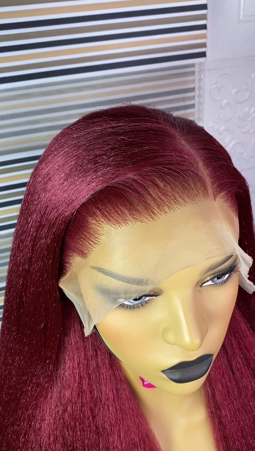 Havanah kinky straight wig(burgundy)