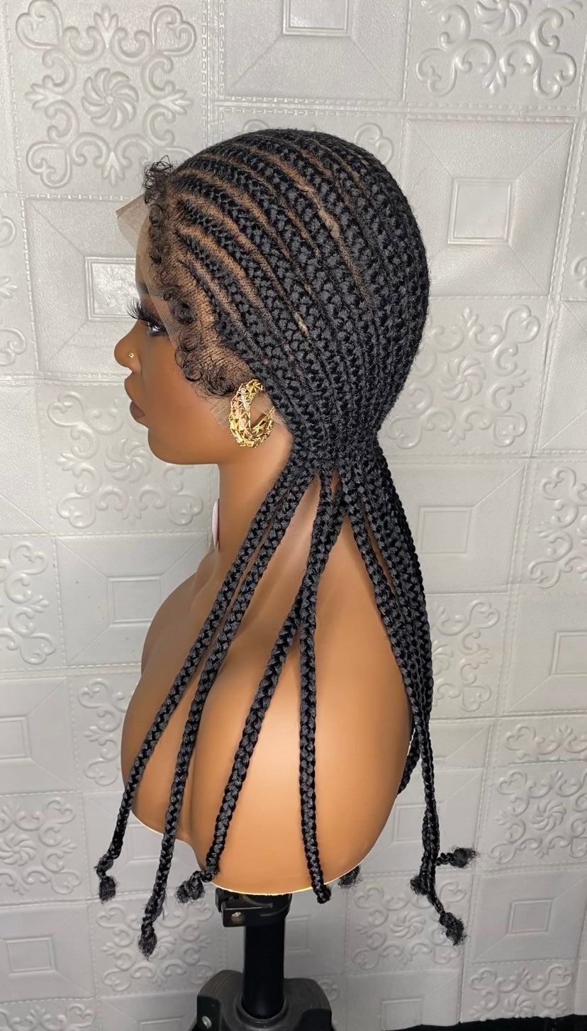 Full lace cornrow hybrid unit(Black)