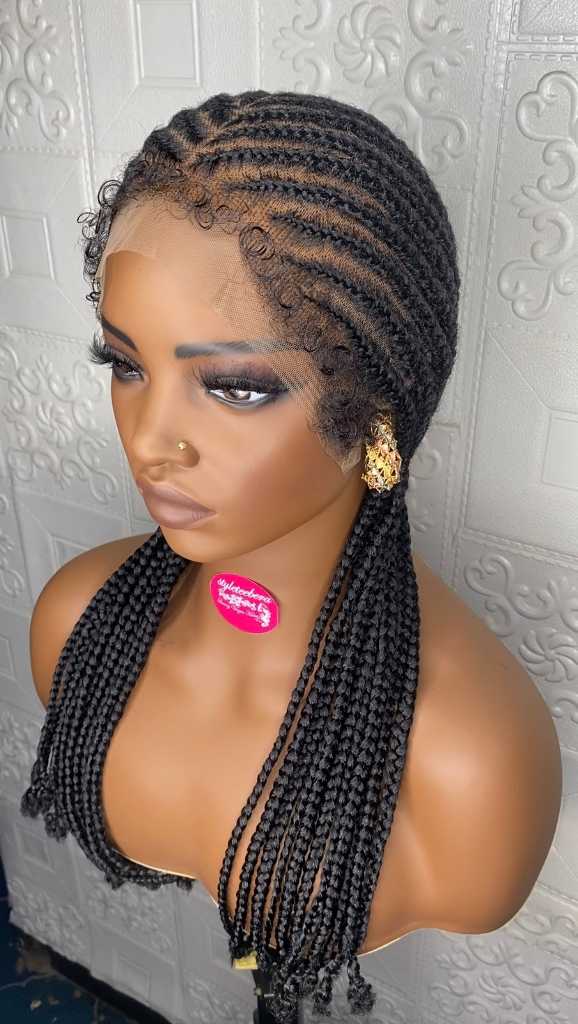Full lace cornrow hybrid unit(Black)