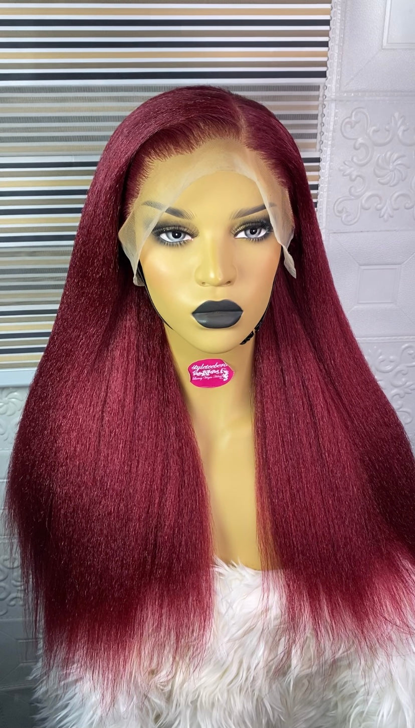 Havanah kinky straight wig(burgundy)