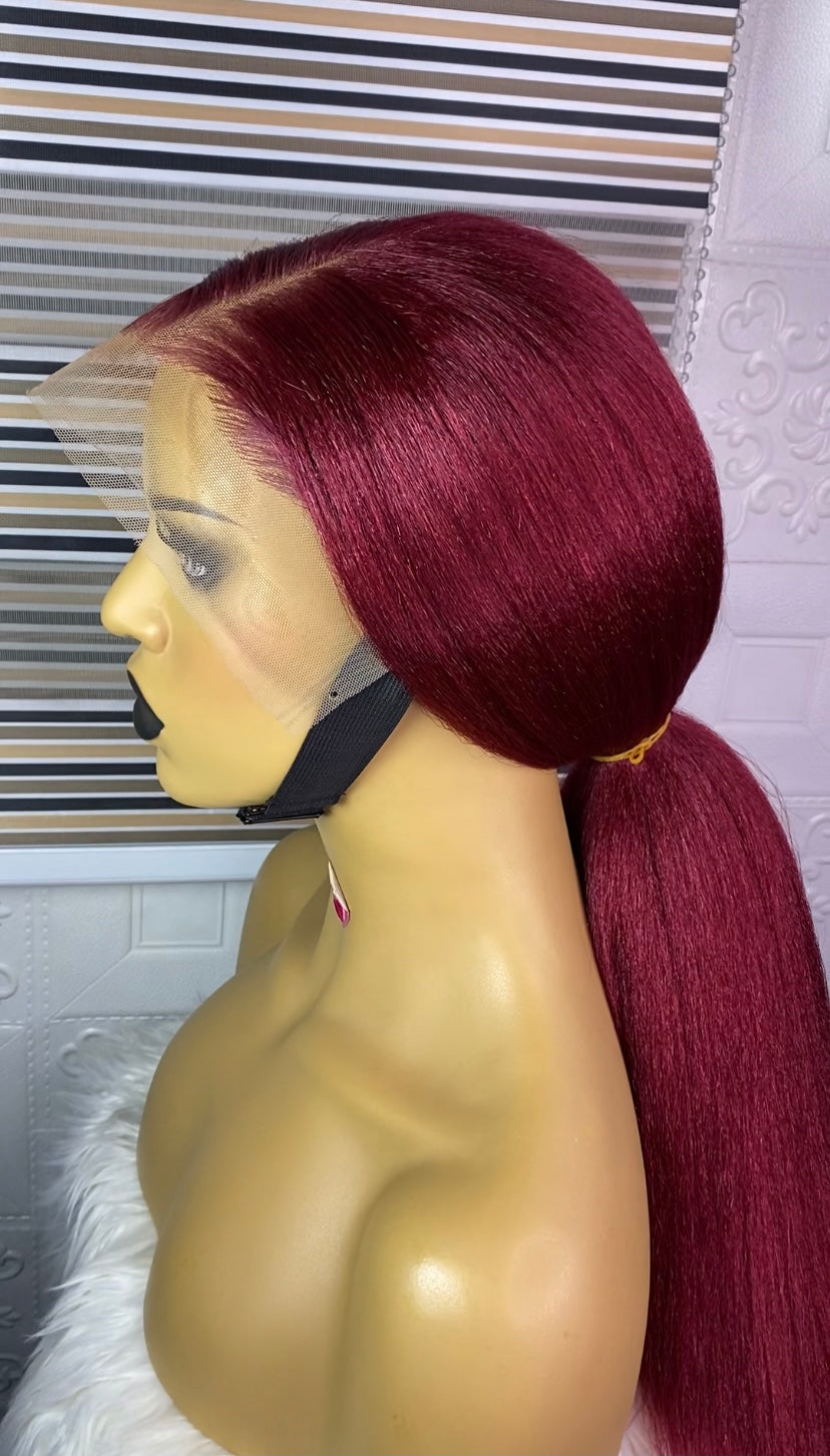 Havanah kinky straight wig(burgundy)
