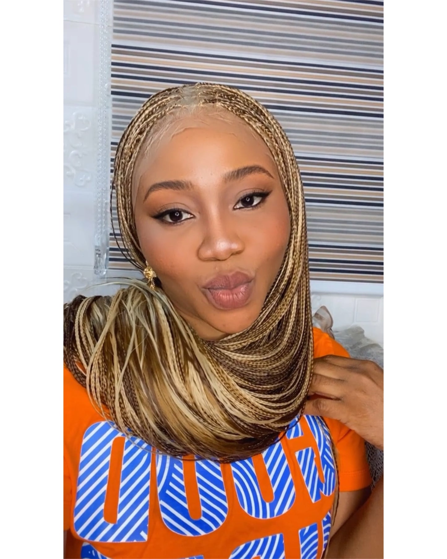 Silky Bone straight braid wig(blonde)
