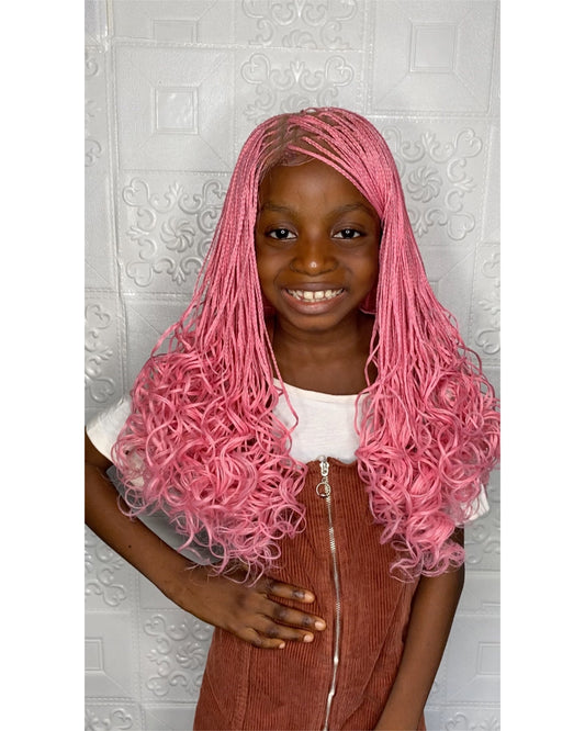 Baby pink Lexia curly kiddies wig