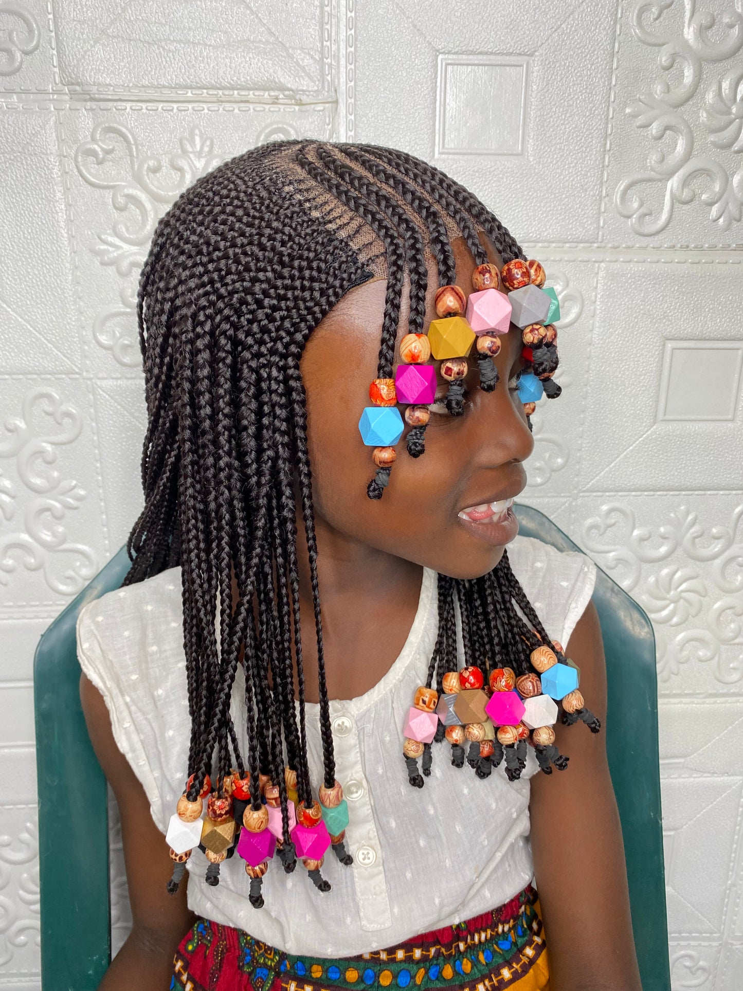 Kiara braid bang kiddies wig