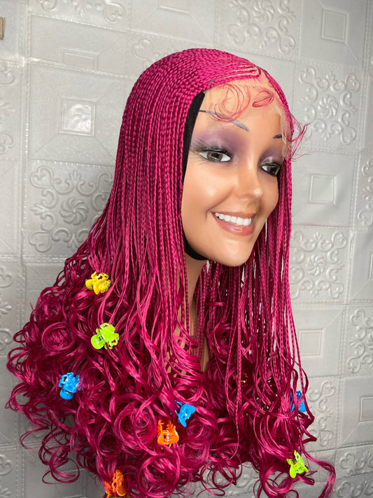 Rose pink Lexia curly kiddies wig