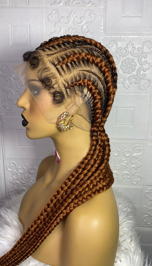 Stitch pattern cornrow braid wig(Ginger 30)