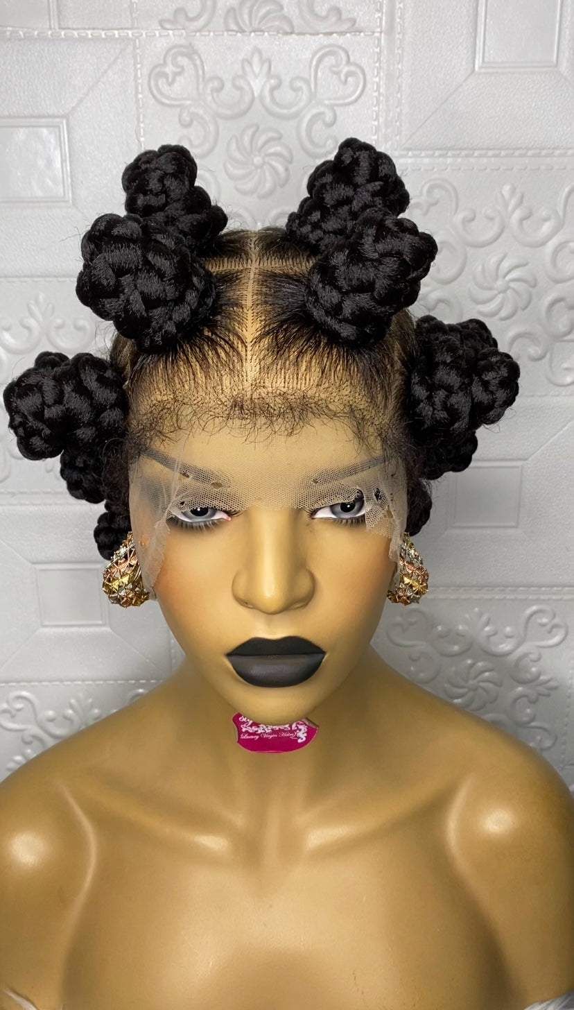 Bantu knots braid wig