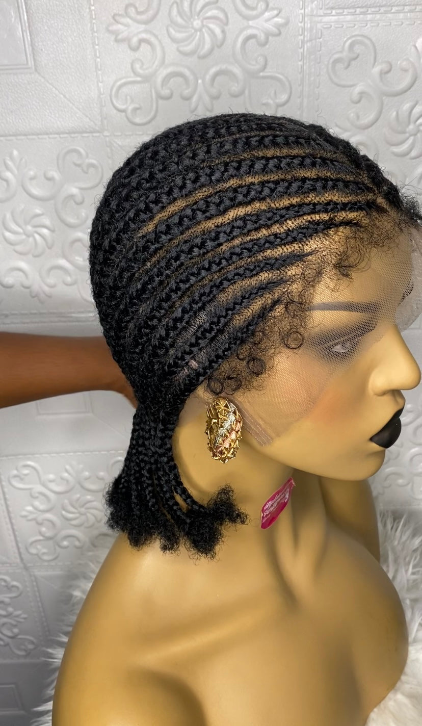 Full lace cornrow hybrid unit(Black)