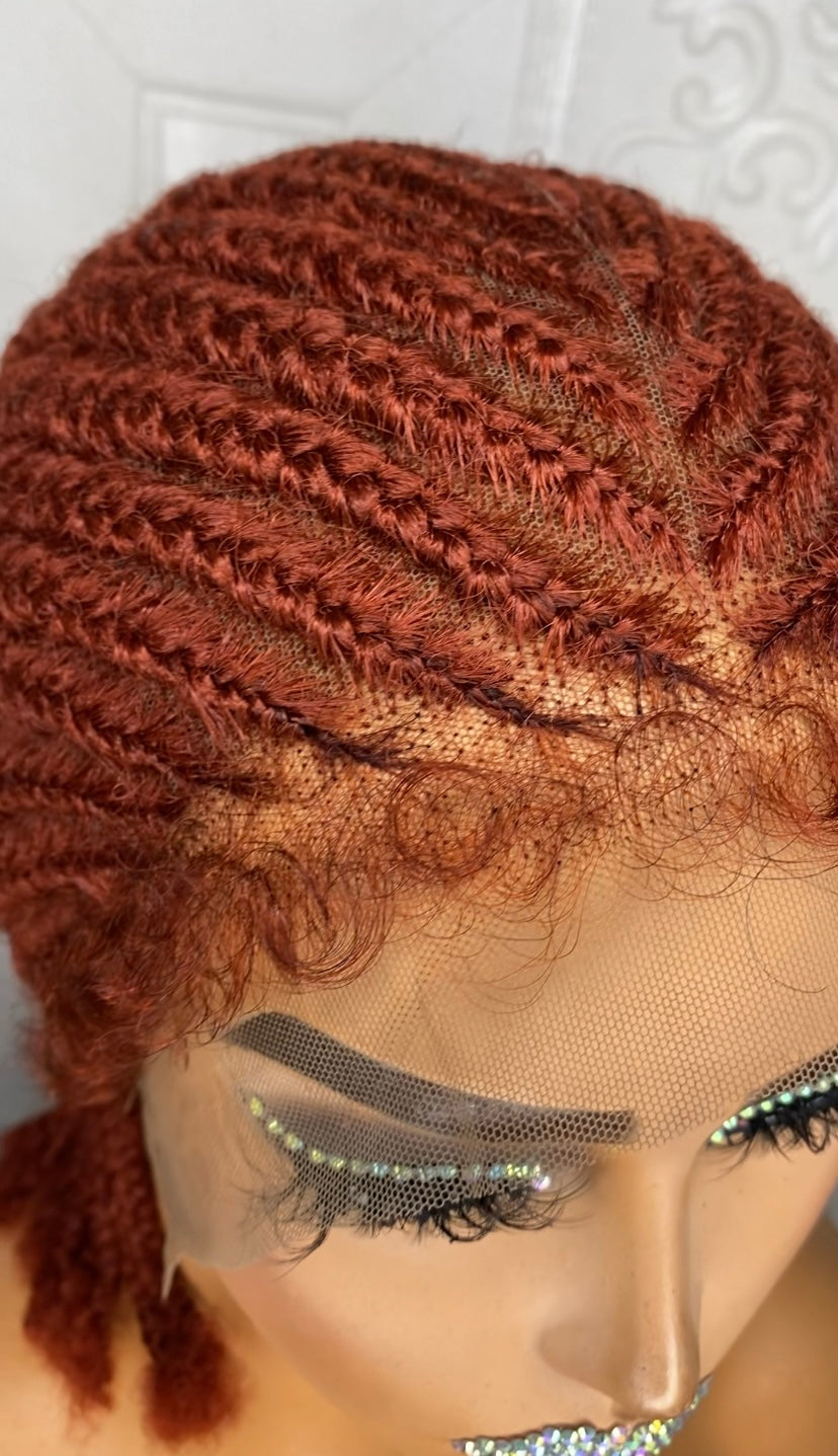 Full lace cornrow hybrid unit(Auburn)