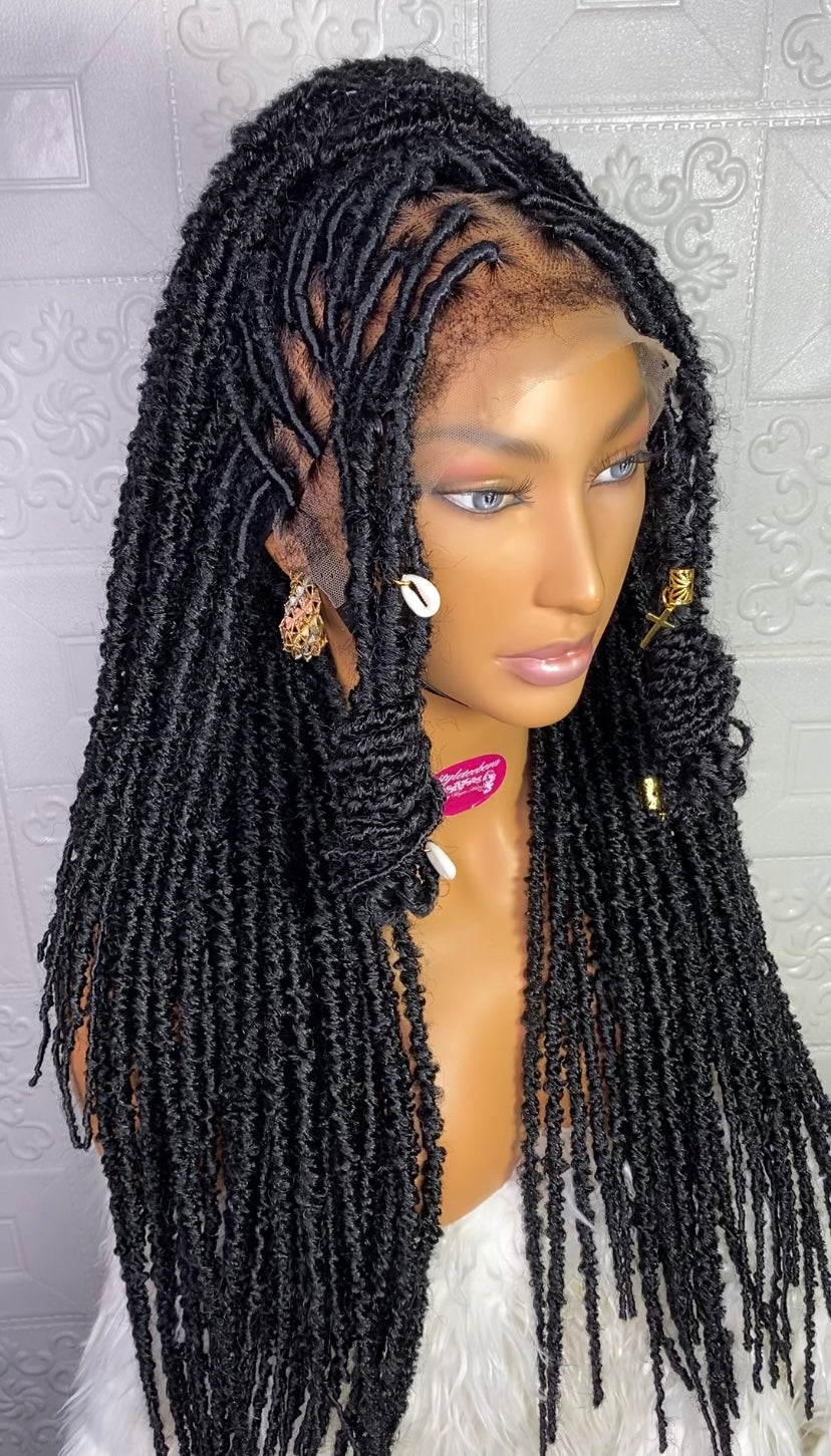 Distress Locs sew in braid wig(color 1B)