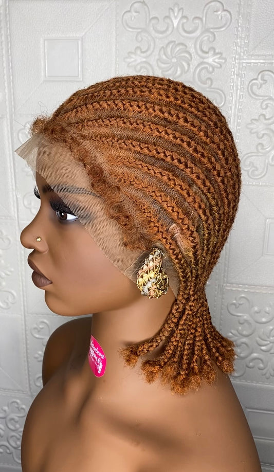 Full lace cornrow hybrid unit(brownish gold)