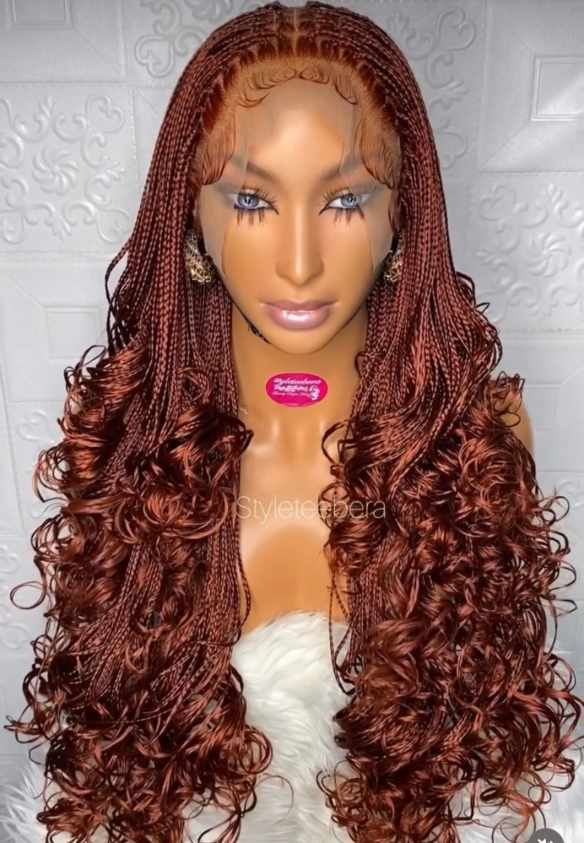 Premium French curly(Auburn) wig