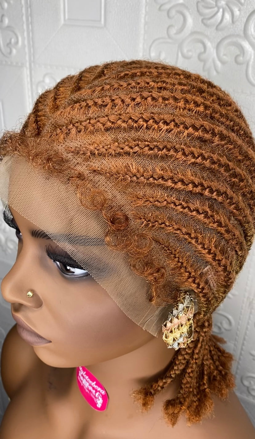 Full lace cornrow hybrid unit(brownish gold)