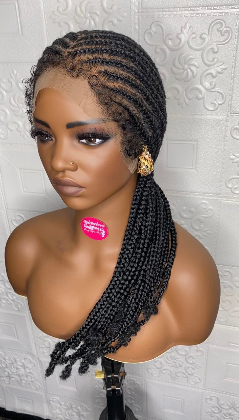 Full lace cornrow hybrid unit(Black)