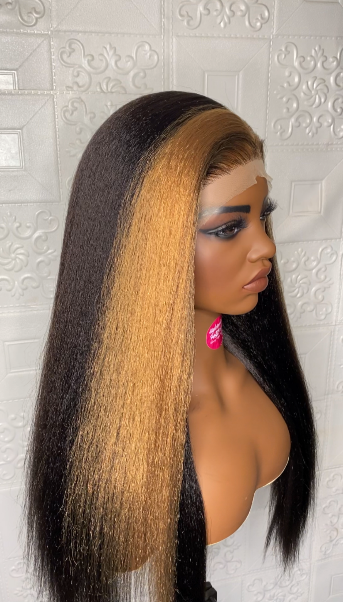 Havanah natural kinky straight wig(with blonde birthmark highlight)