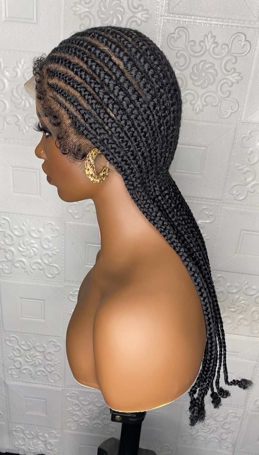 Full lace cornrow hybrid unit(Black)