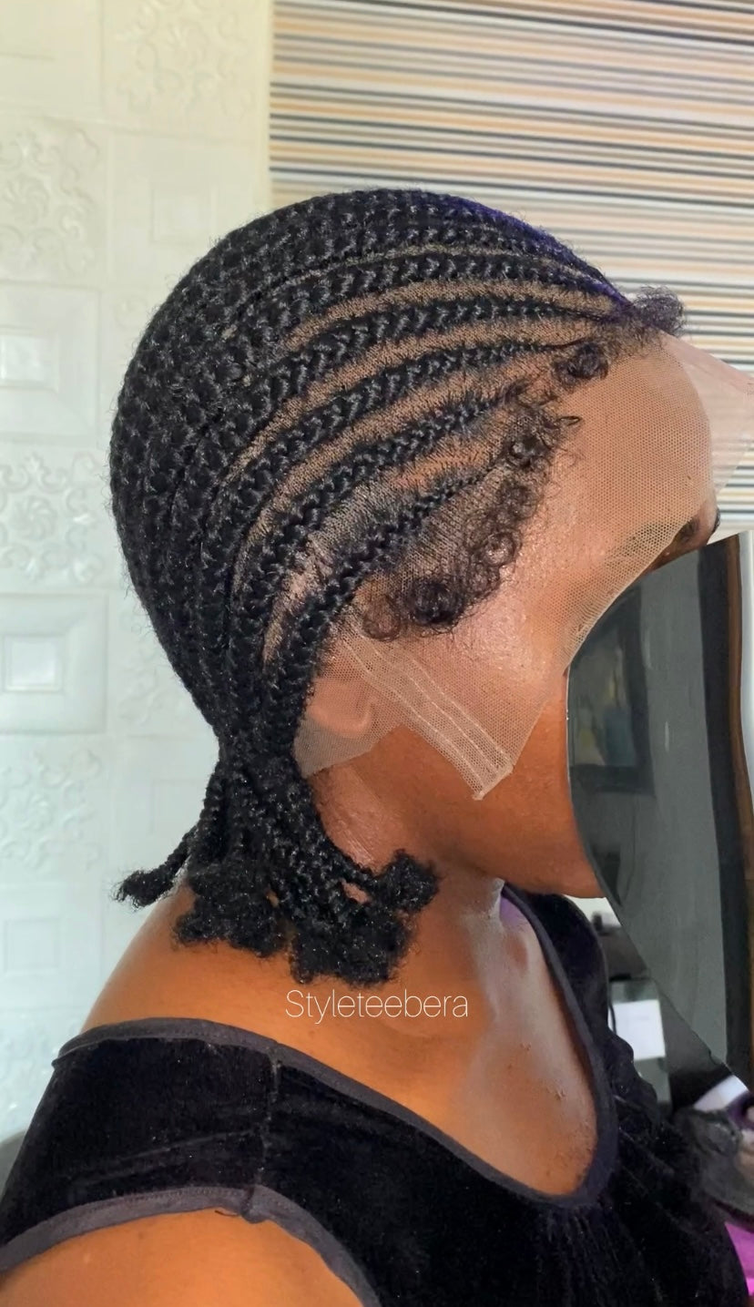 Full lace cornrow hybrid unit(Black)