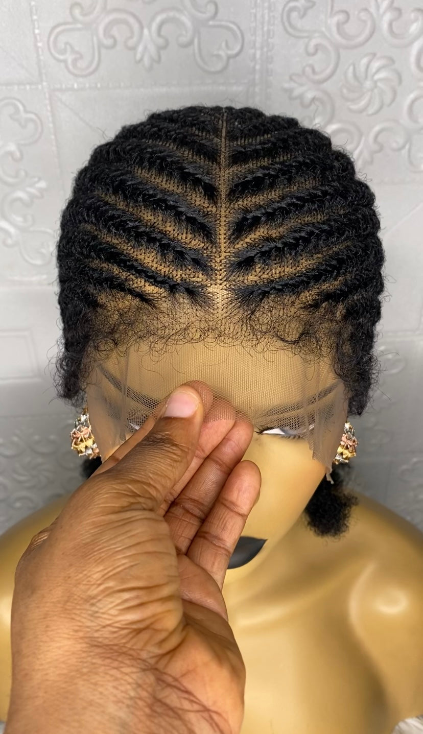 Full lace cornrow hybrid unit(Black)