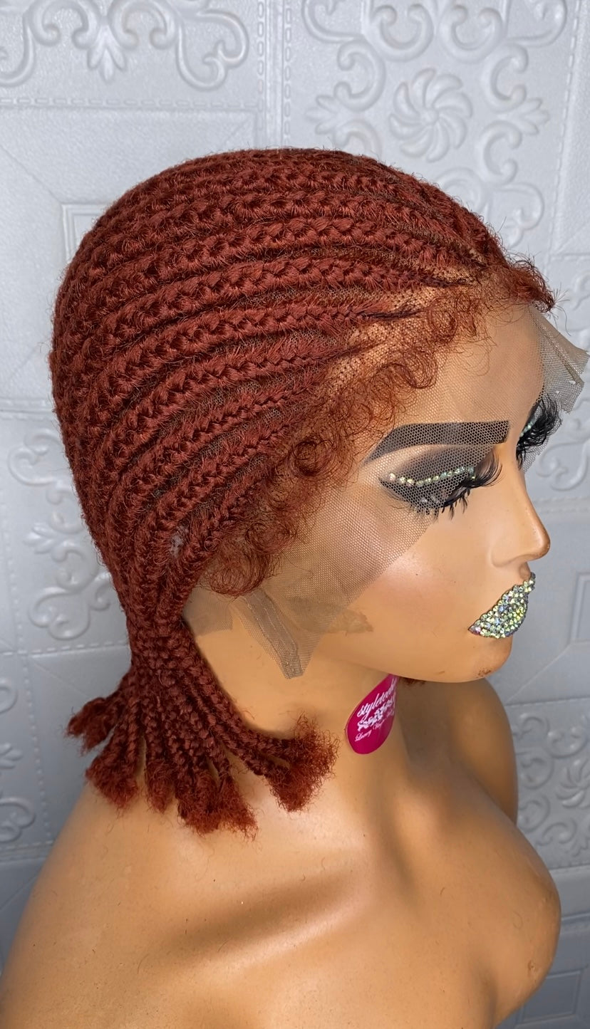 Full lace cornrow hybrid unit(Auburn)