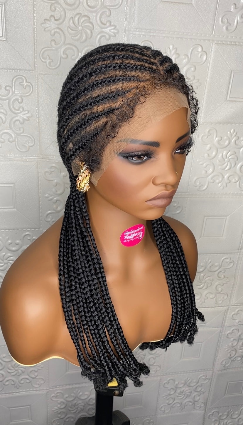 Full lace cornrow hybrid unit(Black)