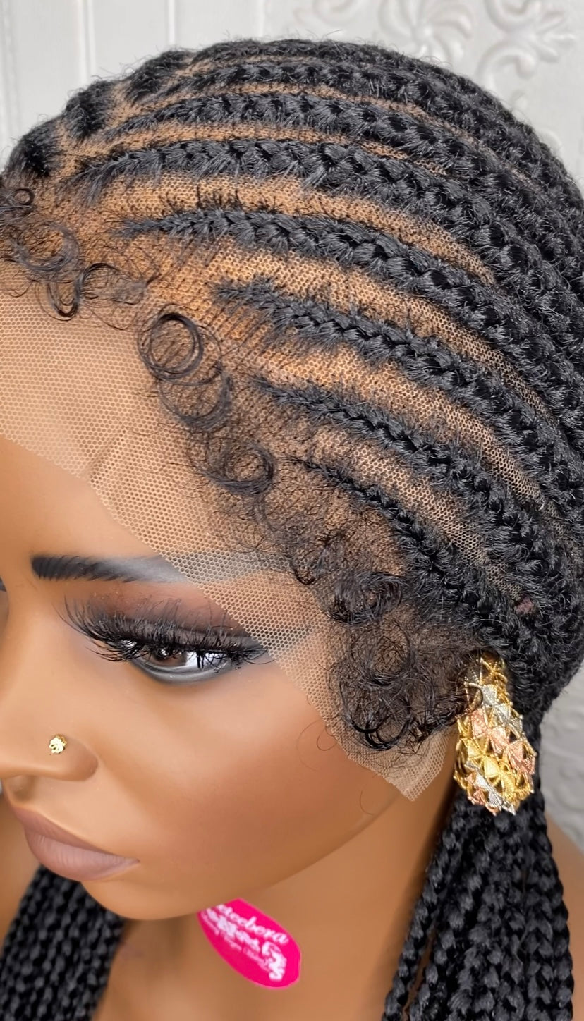 Full lace cornrow hybrid unit(Black)