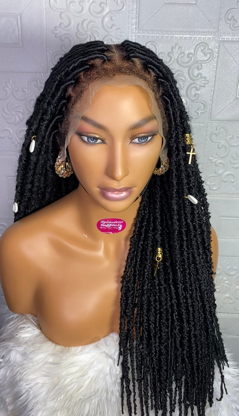 Distress Locs sew in braid wig(color 1B)