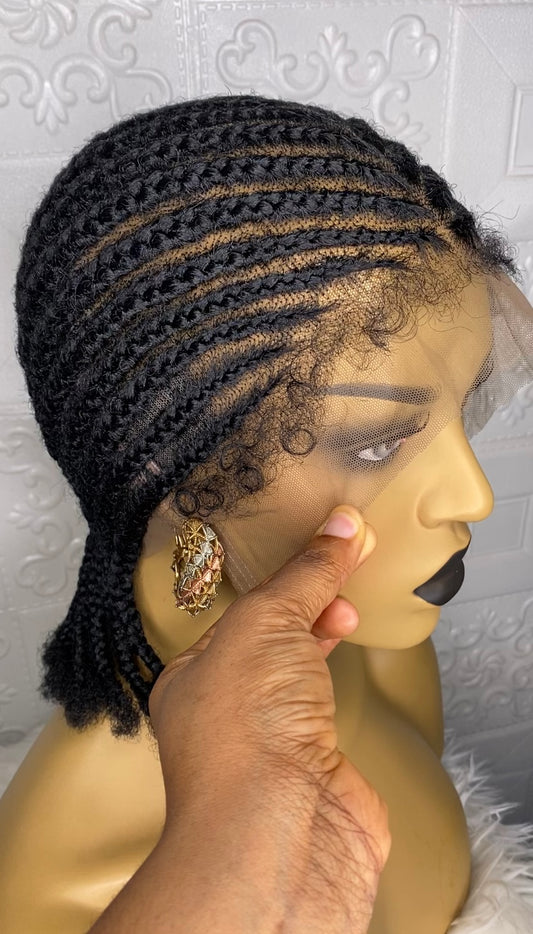 Full lace cornrow hybrid unit(Black)