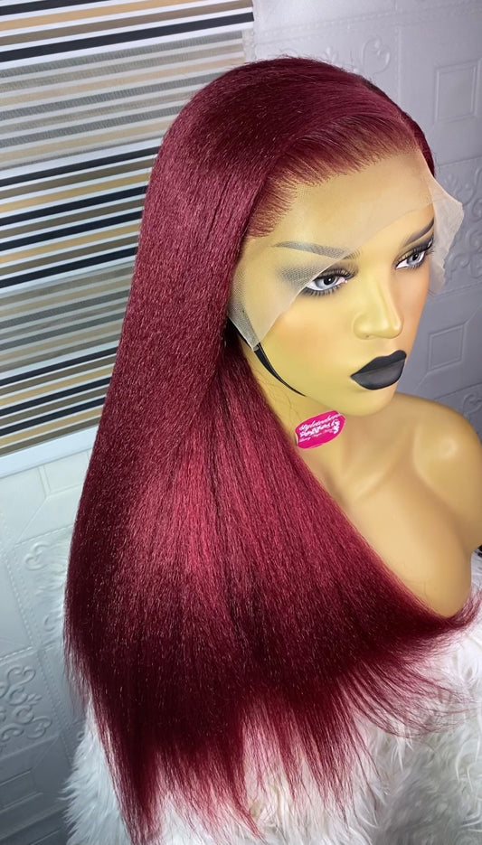 Havanah kinky straight wig(burgundy)