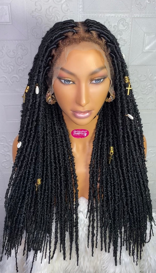 Distress Locs sew in braid wig(color 1B)