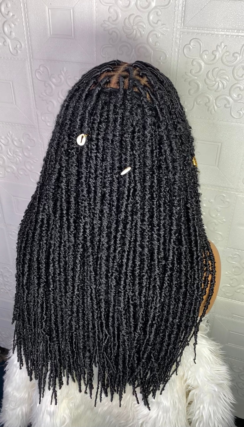 Distress Locs sew in braid wig(color 1B)