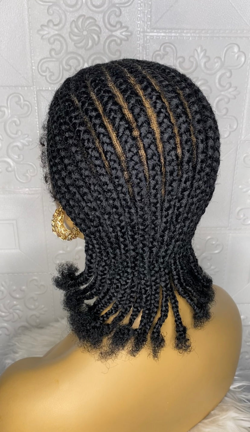 Full lace cornrow hybrid unit(Black)