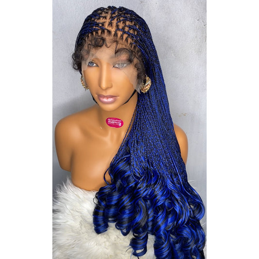 Premium French curly wig(blue/black)