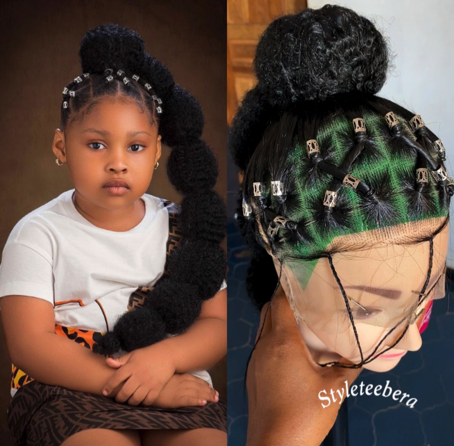 Bubble ponytail 360 kiddies lace wig
