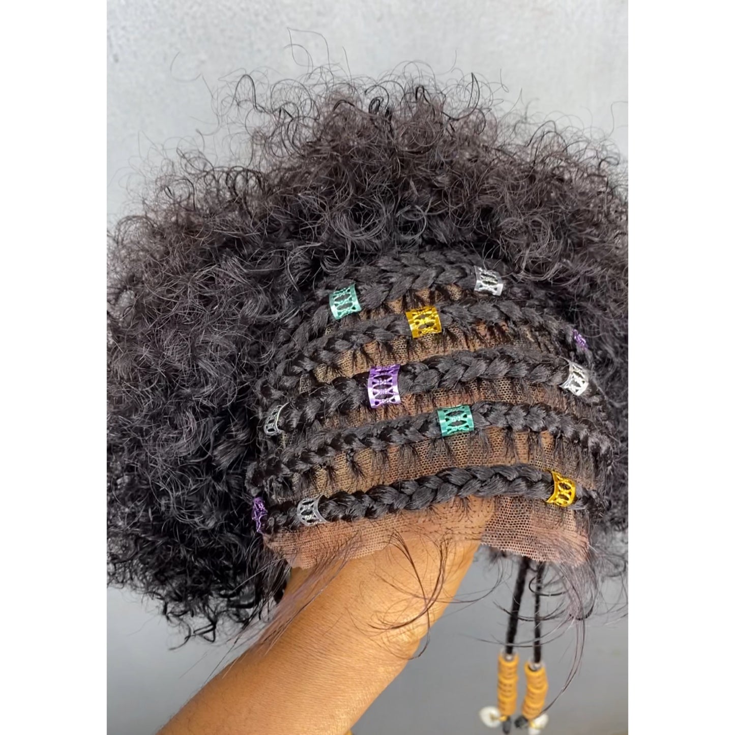Half stitch braids Afro jerry pop unit