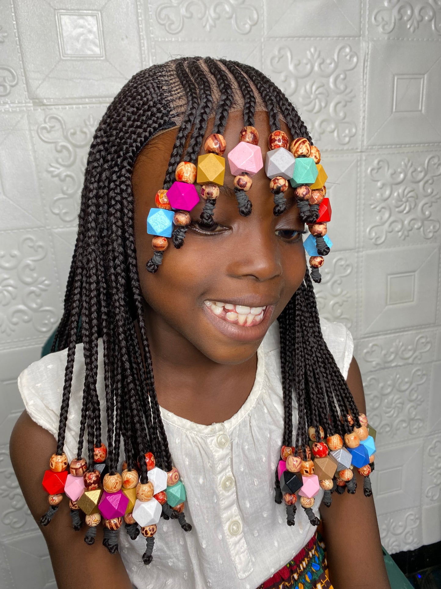 Kiara braid bang kiddies wig