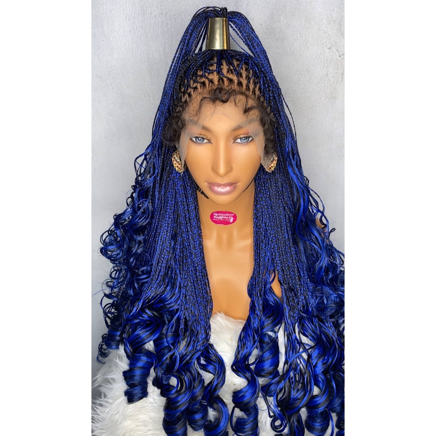 Premium French curly wig(blue/black)