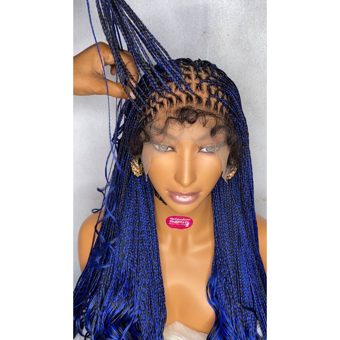 Premium French curly wig(blue/black)