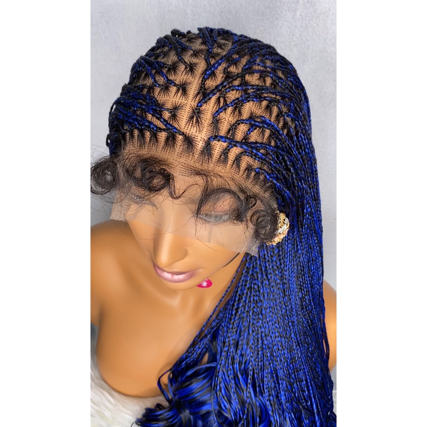 Premium French curly wig(blue/black)