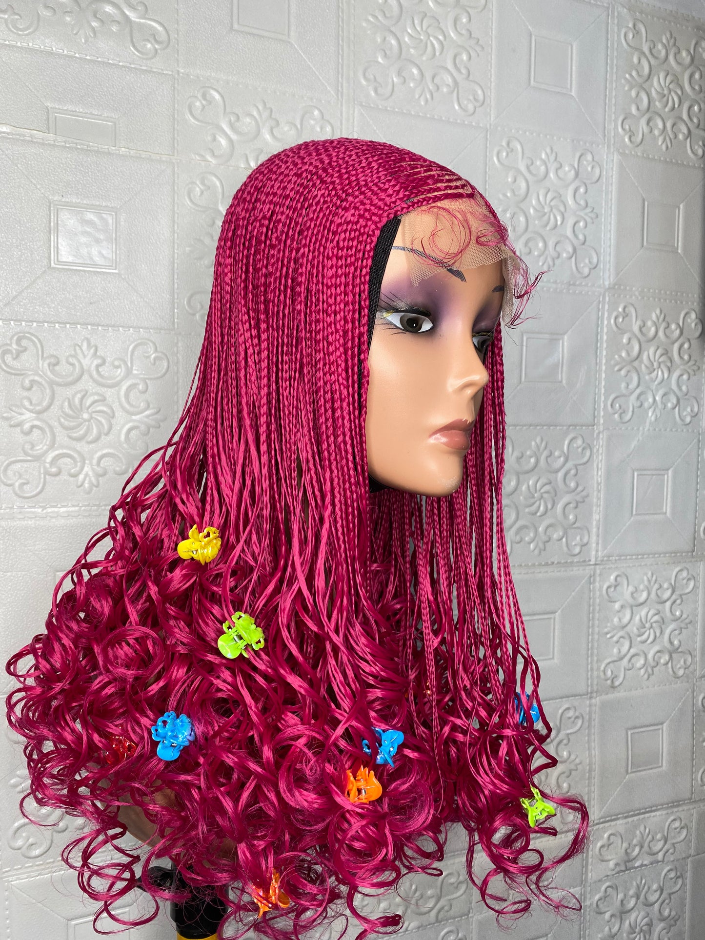Rose pink Lexia curly kiddies wig