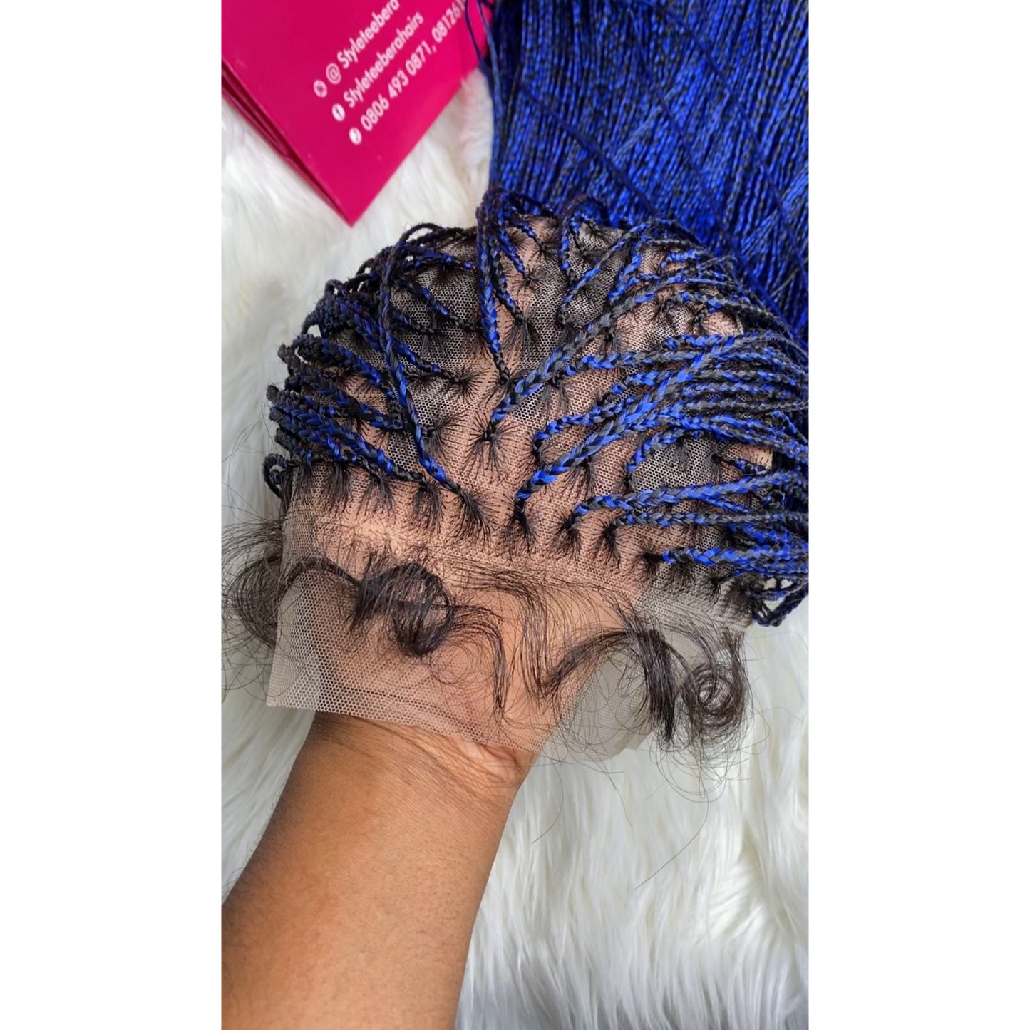 Premium French curly wig(blue/black)