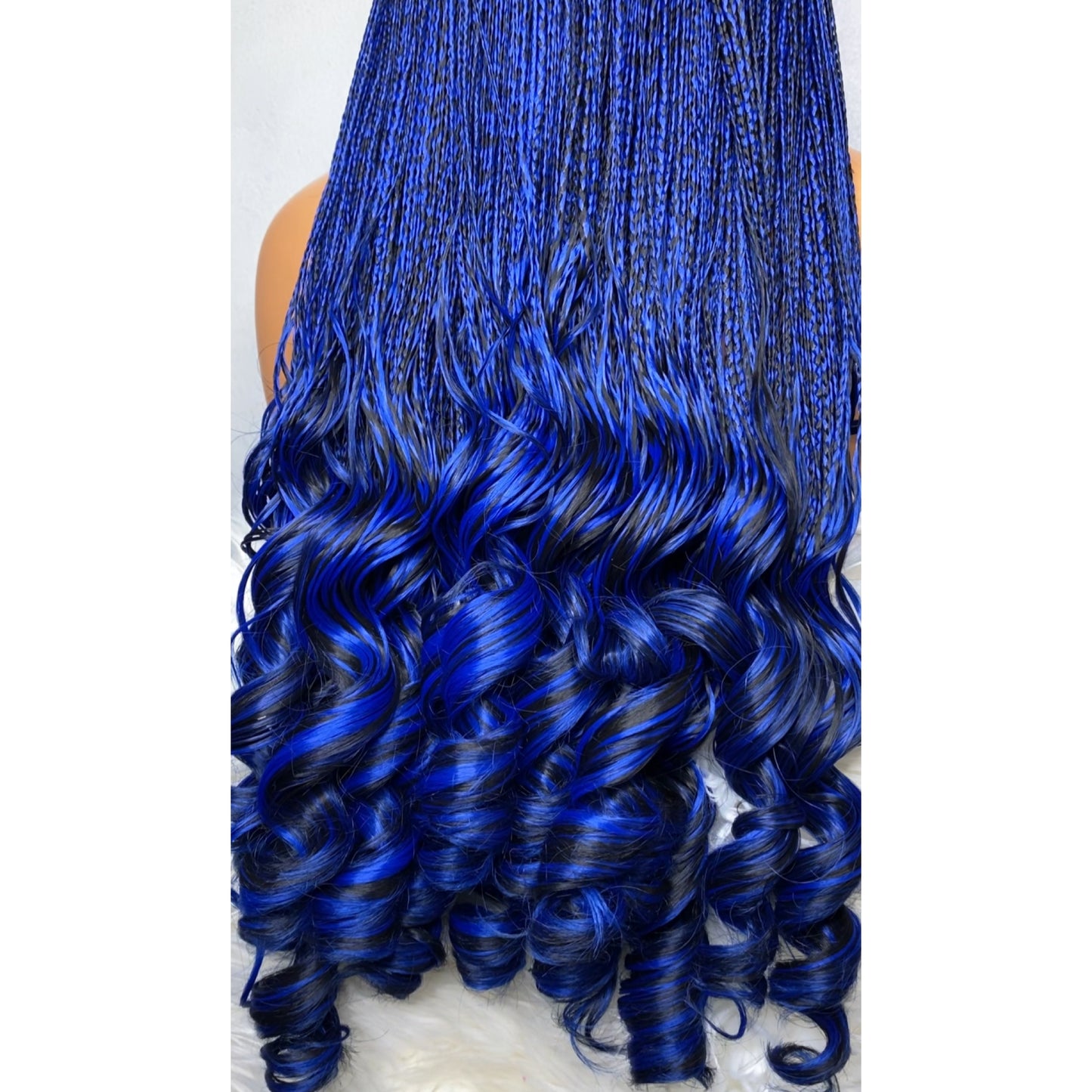 Premium French curly wig(blue/black)