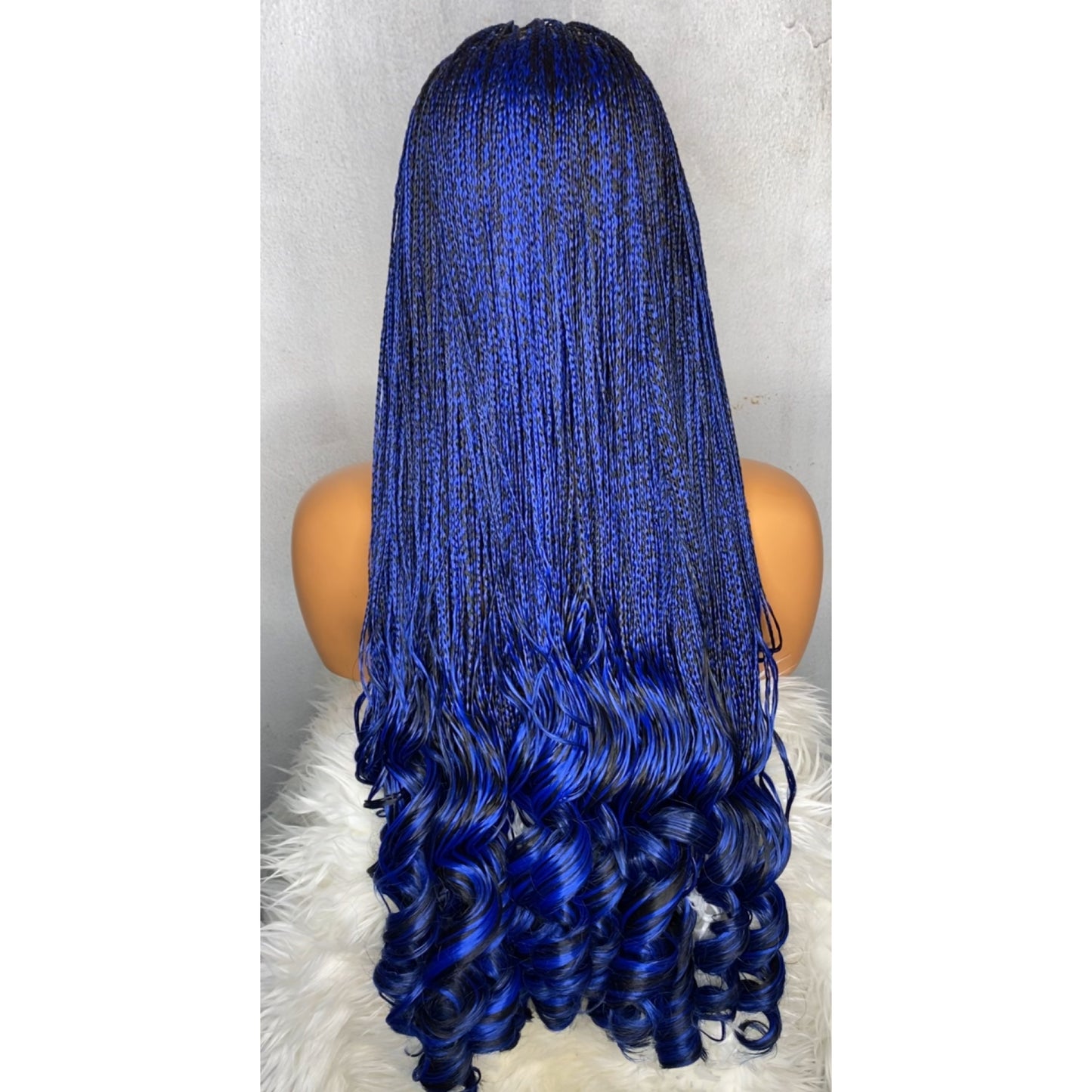 Premium French curly wig(blue/black)